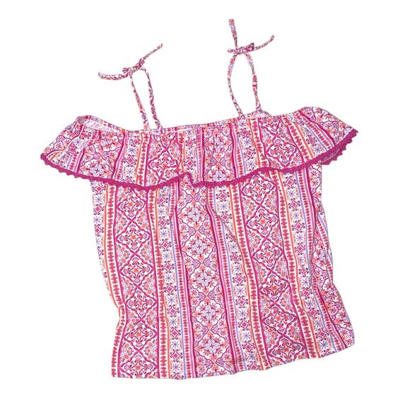 Summer Pink Ruffle spaghetti Strap Top Medium - Picture 3 of 7